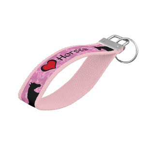 Heart Horses III (pink camo) Wrist Keychain
