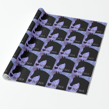Heart Horses Iii (purple/blue Background) Wrapping Paper by Heart_Horses at Zazzle