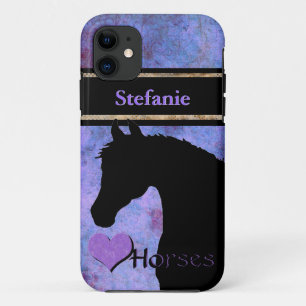 Heart Horses III (purple/blue) iPhone 11 Case