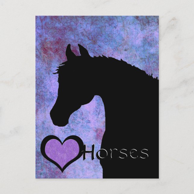 Heart Horses III (purple/blue) Postcard (Front)