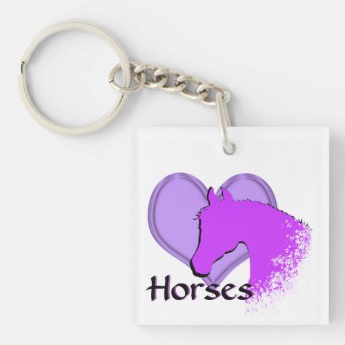 Heart Horses III purple Keychain