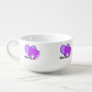 Heart Horses III (purple) Soup Mug