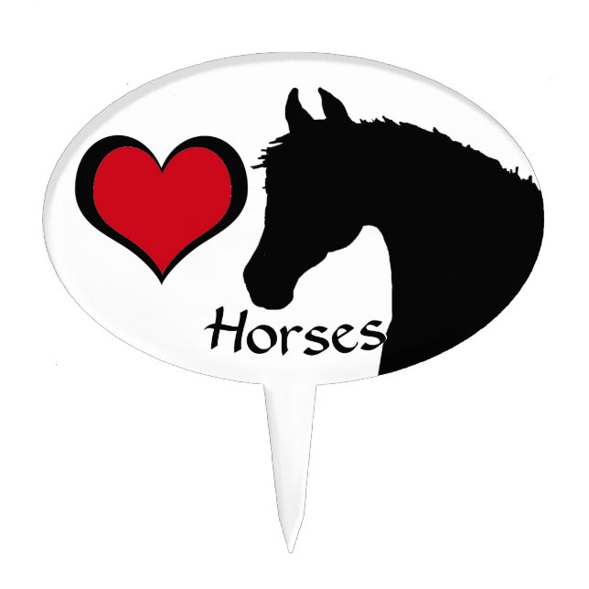 Heart Horses III (white background) Cake Topper (Front)