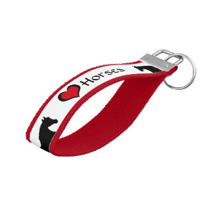 Heart Horses III (white background) Wrist Keychain