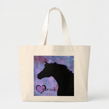 Heart Horses Iv (purple/blue) Large Tote Bag