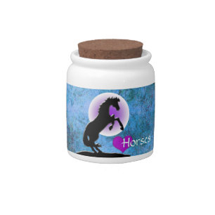 Heart Horses V (blue/green) Candy Jar
