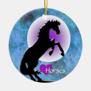 Heart Horses V (blue/green) Ceramic Ornament