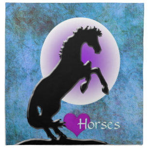 Heart Horses V (blue/green) Cloth Napkin