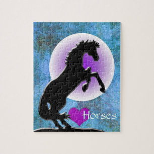 Heart Horses V (blue/green) Jigsaw Puzzle