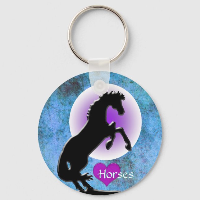 Heart Horses V (blue/green) Keychain (Front)