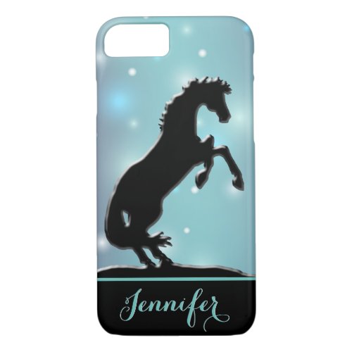 Heart Horses V blue_green sparkles iPhone 87 Case