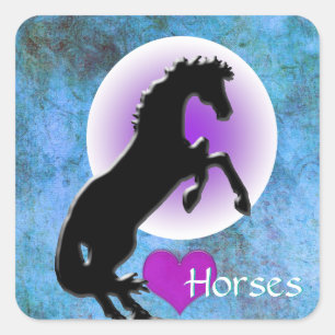 Heart Horses V (blue/green) Square Sticker