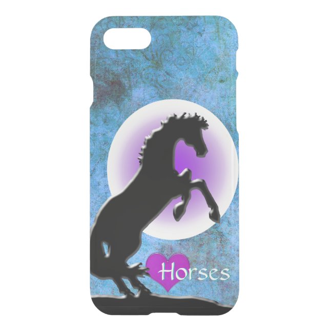 Heart Horses V (blue/green) Uncommon iPhone Case (Back)