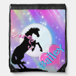 Heart Horses V (Colorful Haze) Drawstring Bag