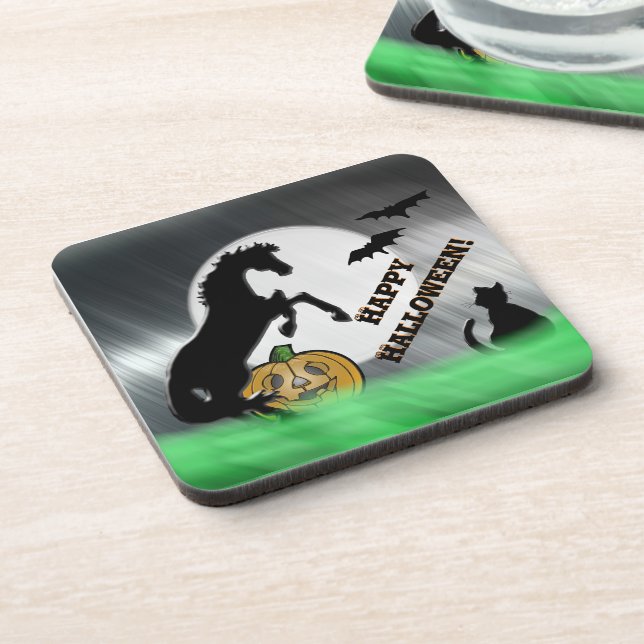 Heart Horses V Halloween Beverage Coaster (Left Side)