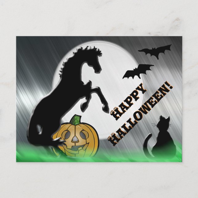 Heart Horses V Halloween Postcard (Front)