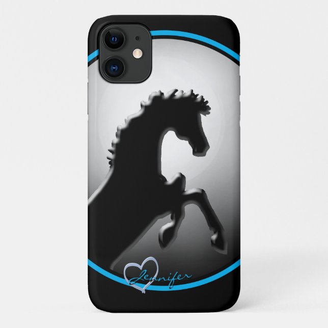 Heart Horses V Hazy Moon (blue) Case-Mate iPhone Case (Back)