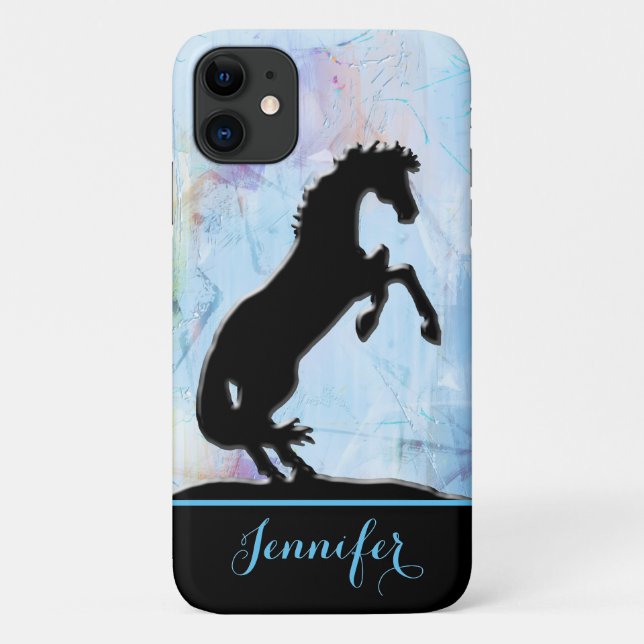 Heart Horses V (painted blue abstract background) Case-Mate iPhone Case (Back)