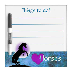 Heart Horses V with lines (blue/green) Dry Erase Board