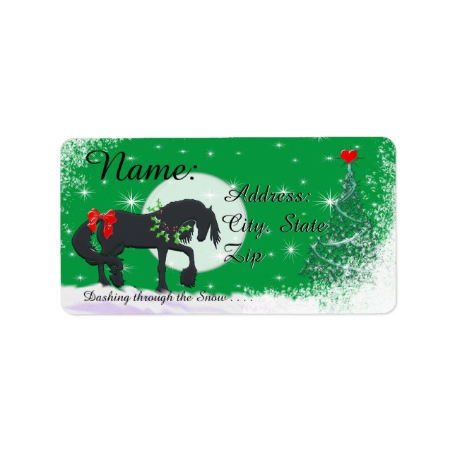 Heart Horses VI Holiday (Holiday Tree) Label (Front)