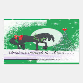 Heart Horses VI Holiday (Holiday Tree) Rectangular Sticker