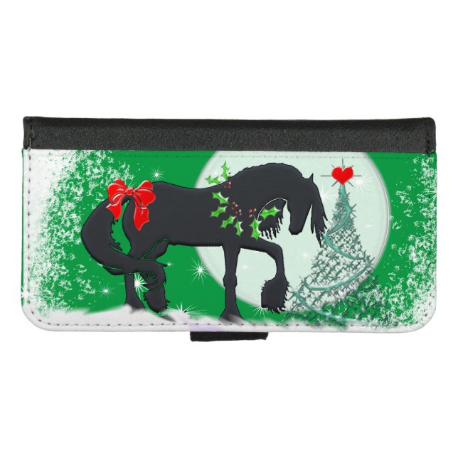 Heart Horses VI (Holiday Tree) iPhone Wallet Case (Front (Horizontal))