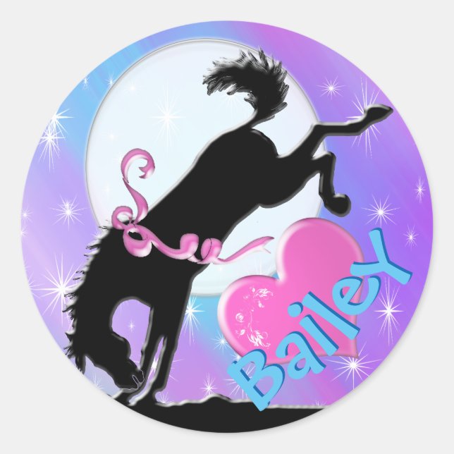 Heart Horses VII (Colorful Haze) Classic Round Sticker (Front)