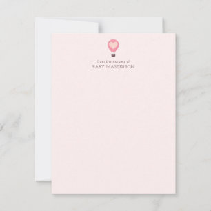 Heart Hot Air Balloon Pastel Purple Baby Shower  Note Card