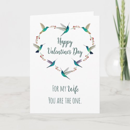 Heart Hummingbird Valentines Day for Wife Card