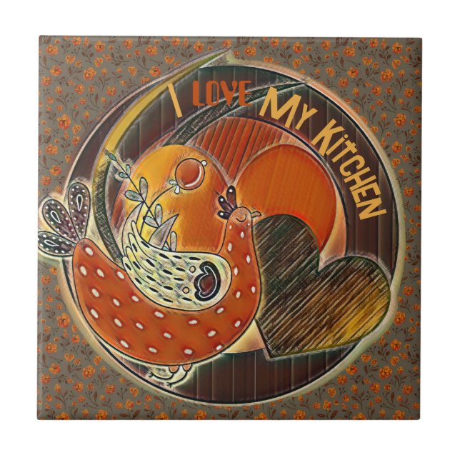  Heart I Love My Kitchen Ceramic Tile (Front)