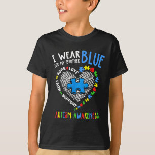 Heart I Wear Blue For My Brother Autism Awareness T-Shirt