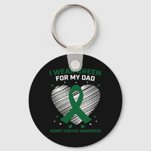 Heart I Wear Green For My Dad Kidney Disease Aware Keychain
