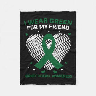 Heart I Wear Green For My Friend Kidney Disease Aw Fleece Blanket
