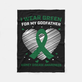 Heart I Wear Green For My Godfather Kidney Disease Fleece Blanket
