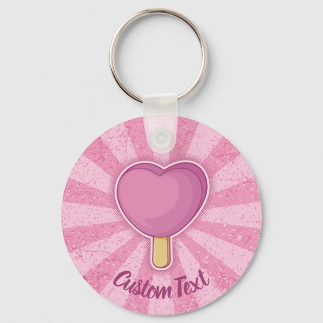 Heart Ice Cream Stick Keychain (Front)