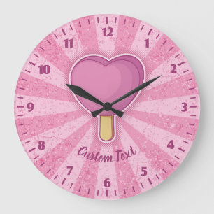 Heart Ice Cream Stick Large Clock