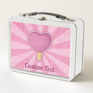 Heart Ice Cream Stick Metal Lunch Box