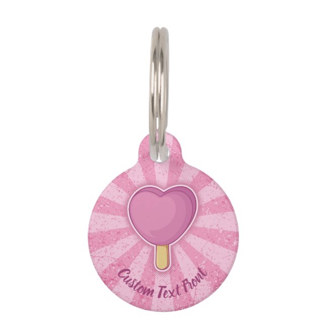 Heart Ice Cream Stick Pet ID Tag (Front)