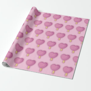 Heart Ice Cream Stick Wrapping Paper
