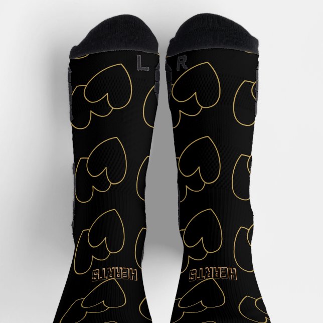 Heart Image with Heart Text Printed Lovely Black Socks (Top)