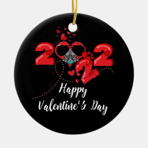 Heart In A Mask Happy Valentines Day 2022 Ceramic Ornament