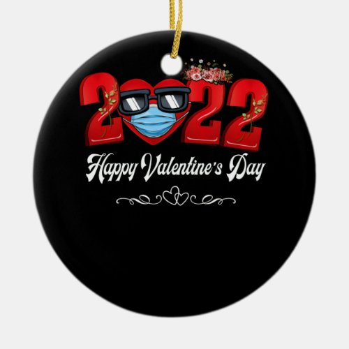 Heart In A Mask Happy Valentines Day 2022 Ceramic Ornament