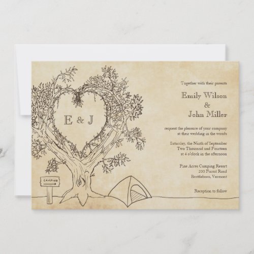 Heart in a Tree Camping Wedding Invitations