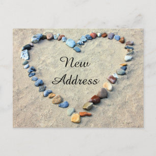 Heart in Beach Sand New Address Announcement Postcard
