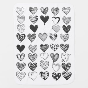 Heart in black and white baby blanket