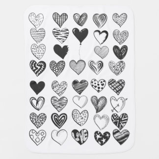 Heart in black and white baby blanket