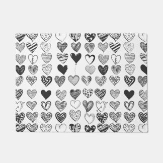 Heart in black and white doormat