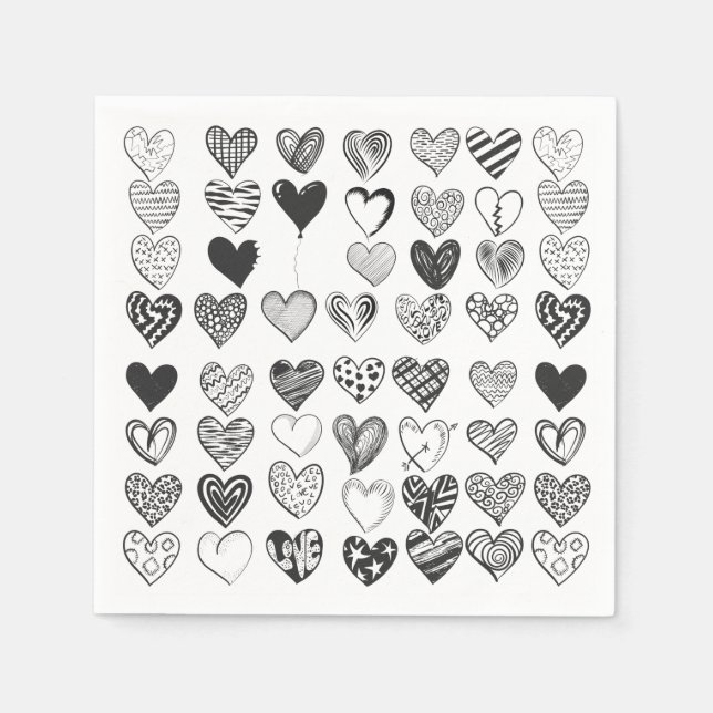 Heart in black and white napkins (Front)