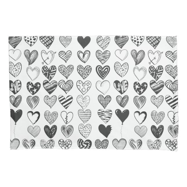 Heart in black and white pillow case (Front)