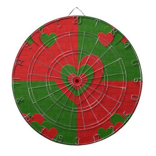 Heart in Christmas Colors Red Green Felting Look Dart Board
